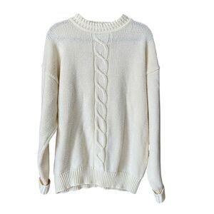 Vintage Cream White Cable Knit Fisherman’s Sweater